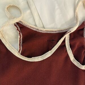 Red and Cream brandy Melville Tank Top